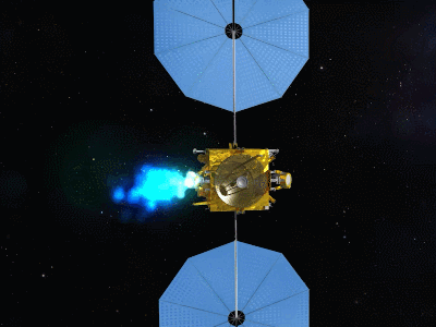 天問(wèn)二號(hào)探測(cè)器示意動(dòng)畫(huà)。（中國(guó)航天科技集團(tuán)五院供圖）